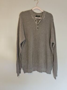 Vintage Eddie Bauer Waffle Knit Henley Sweater 3XLT 100% Cotton Tan
